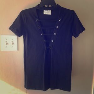 Black plunge t-shirt